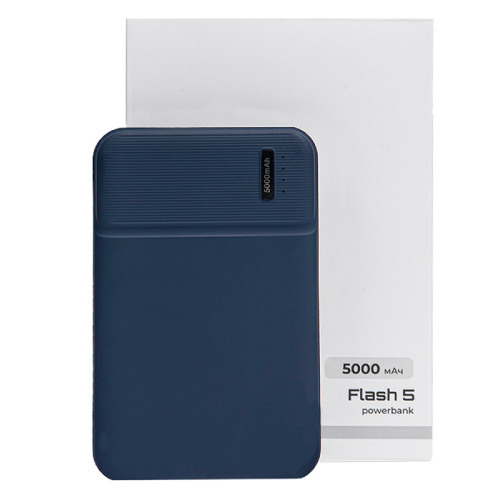 Универсальный аккумулятор OMG Flash 5 (5000 мАч) с подсветкой и soft touch, синий, 9,8х6.3х1,3 см (синий)